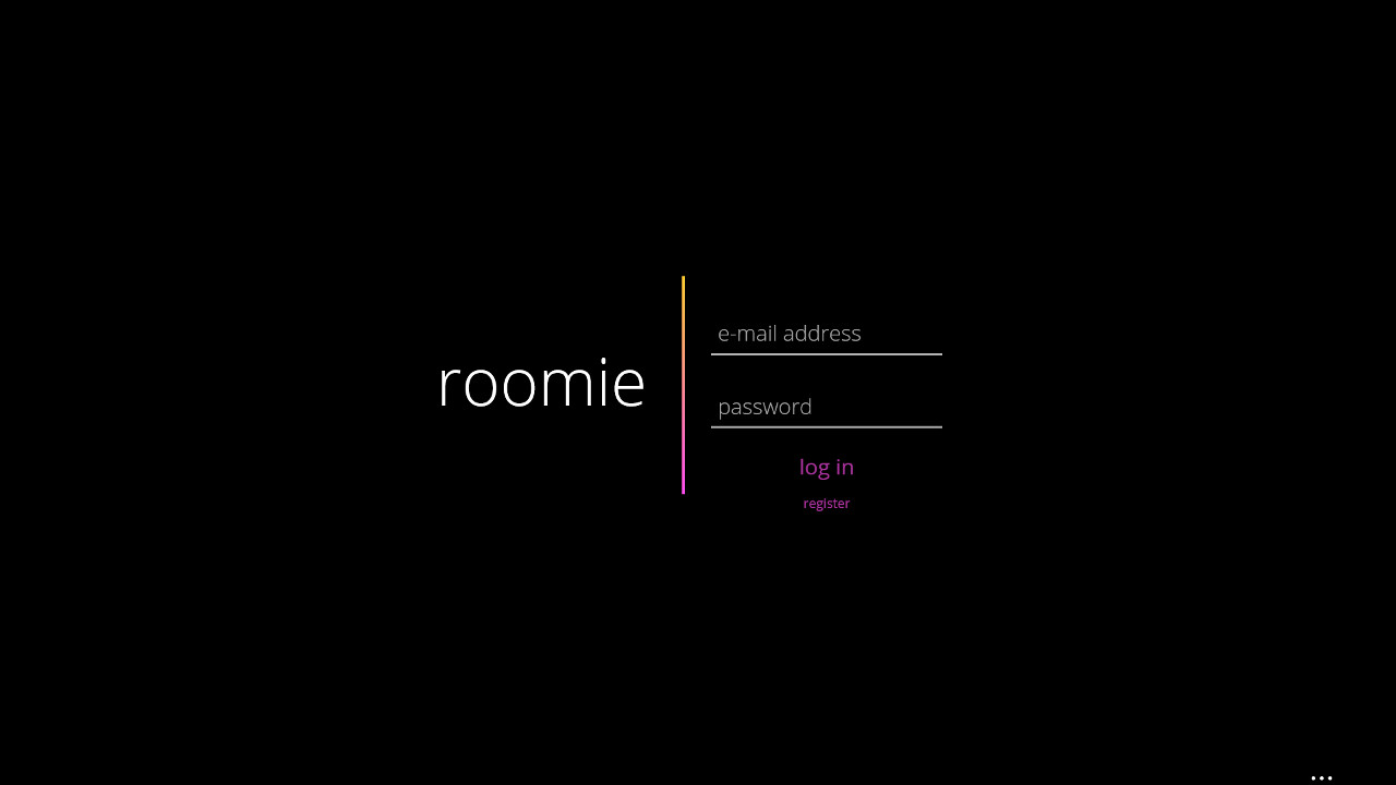 Screenshot of the Roomie sign-in screen