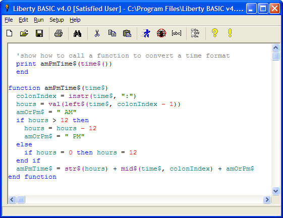 Screenshot of the Liberty Basic Editor