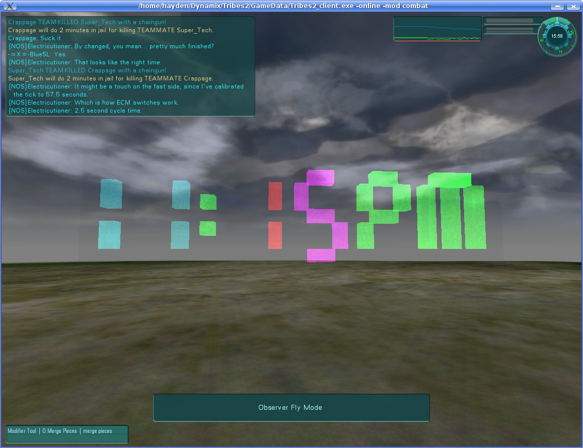 Screenshot of a (nearly) real-time clock built by a user in-game