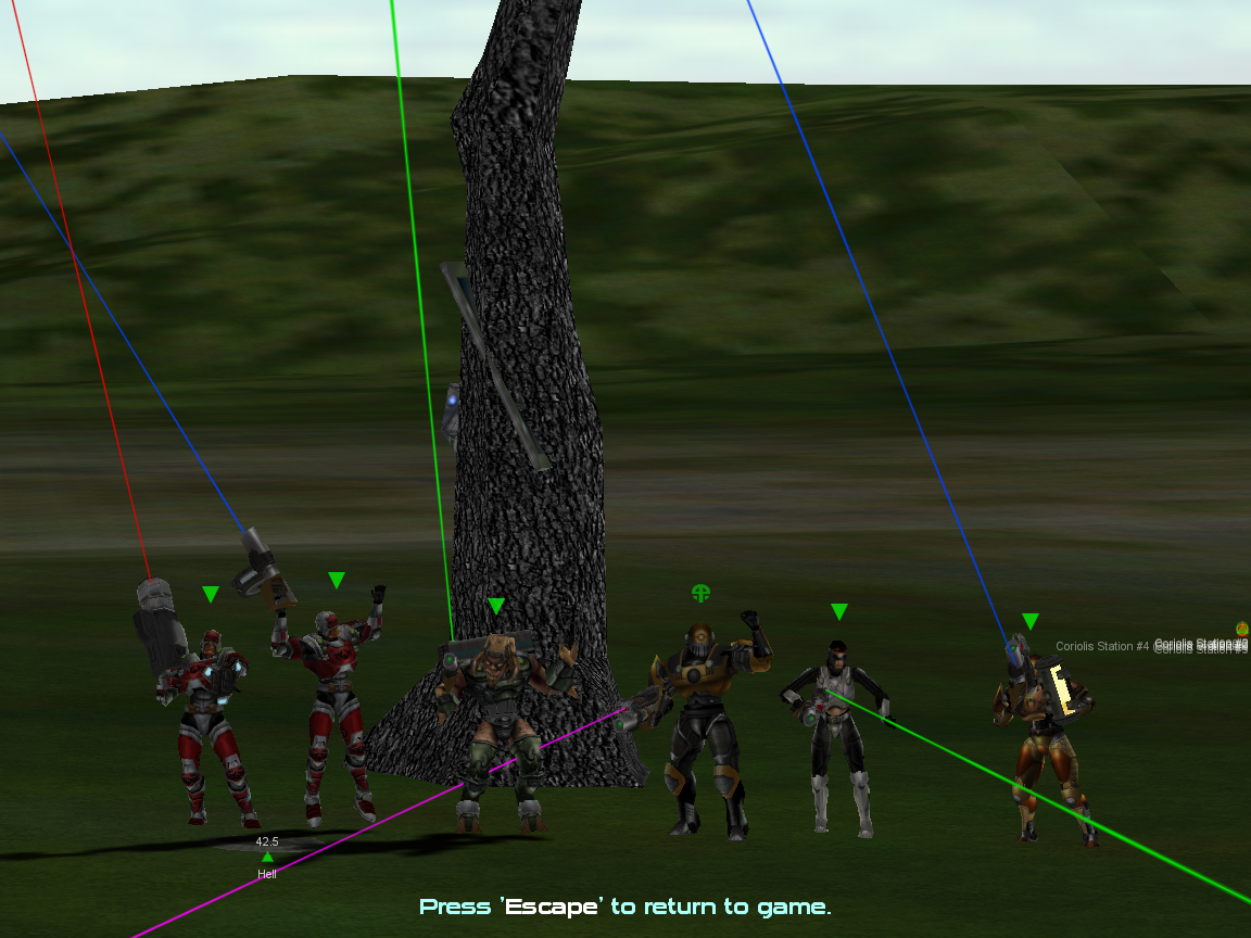 Screenshot of players posing together in-game