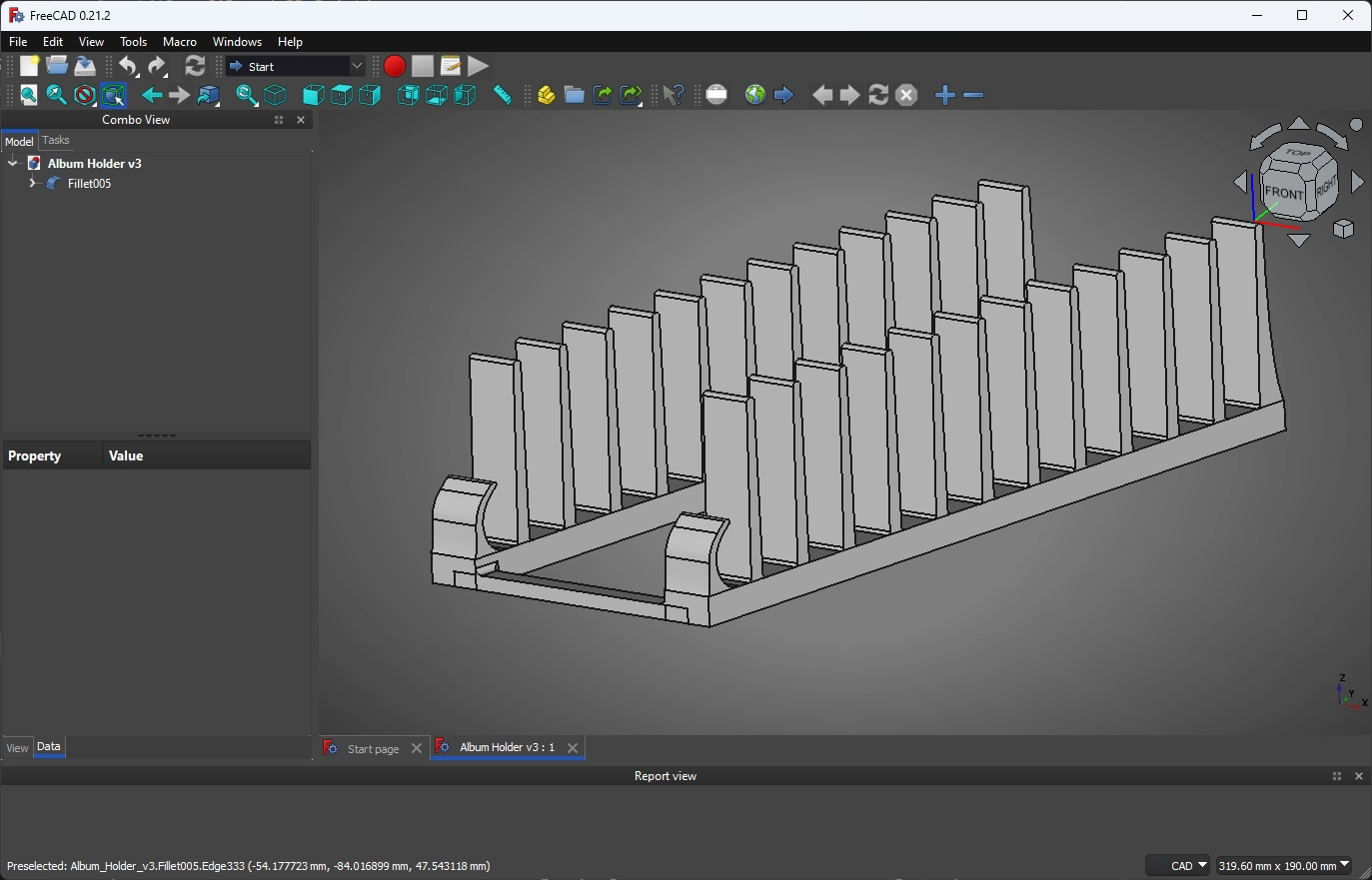 FreeCAD model of record holder