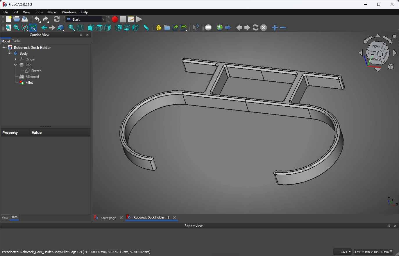 FreeCAD model of dock holder