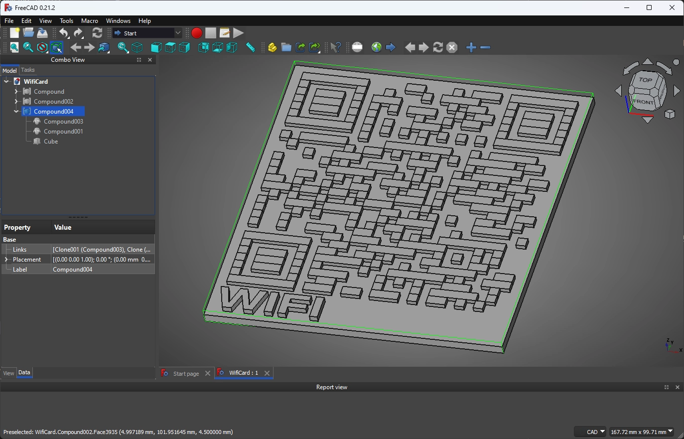 FreeCAD model of Wi-Fi card