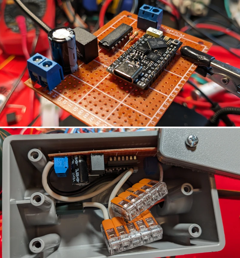 Protoboard with LED components and enclosure