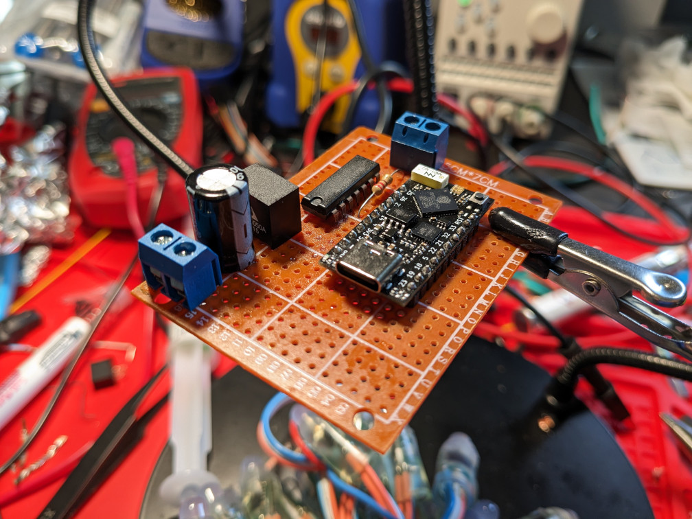 Completed protoboard with all of the electronics components