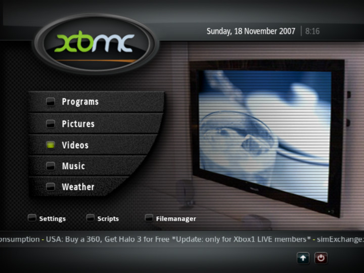 Screenshot of Xbox Media Center