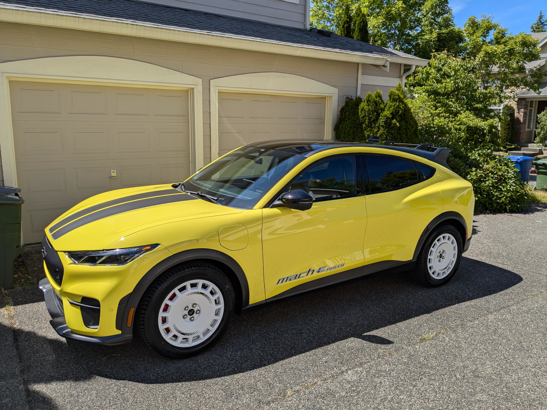 A bright yellow Mustang Mach-E Rally
